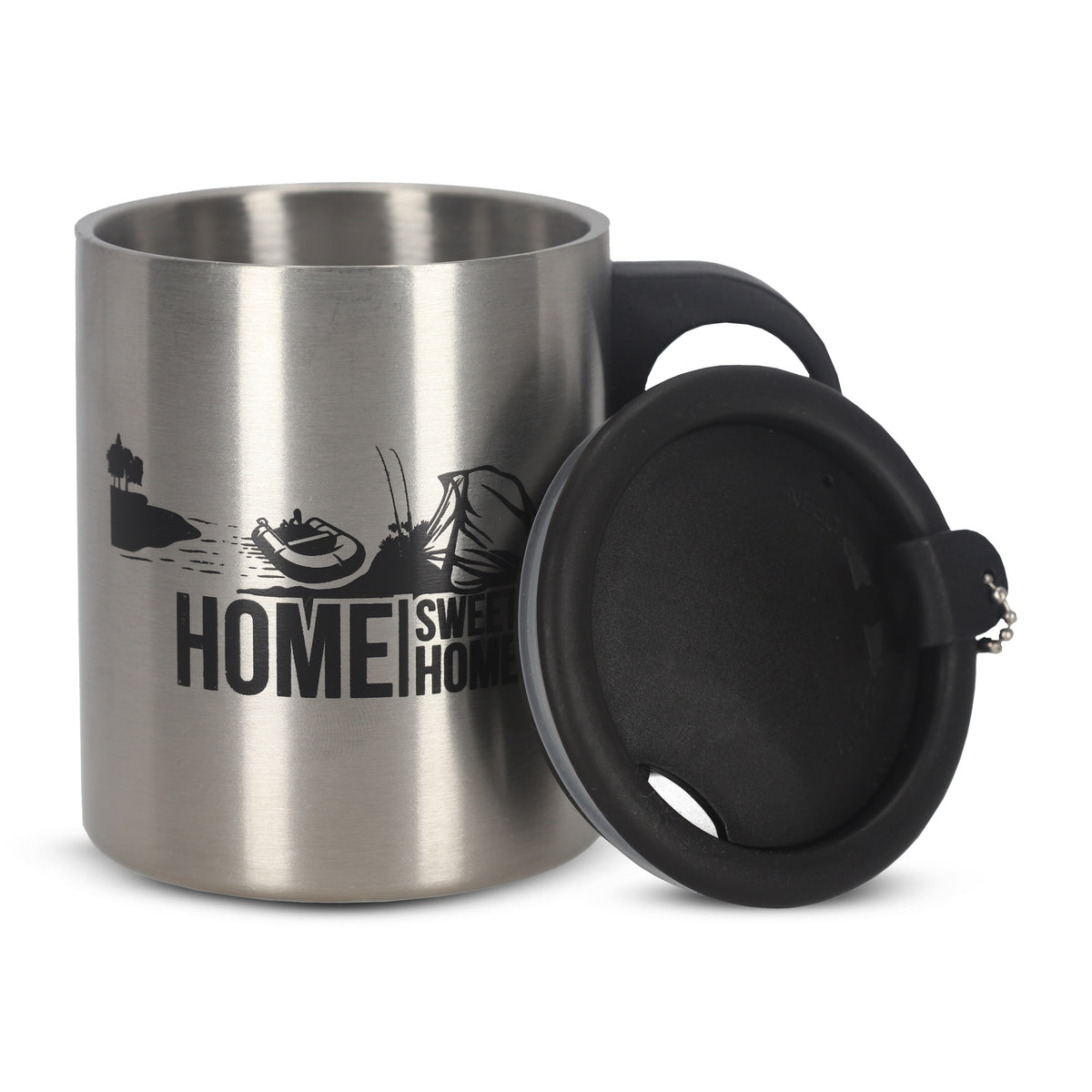 Edelstahl Tasse Home Sweet Home mit praktischem Deckel – Bigcathunter