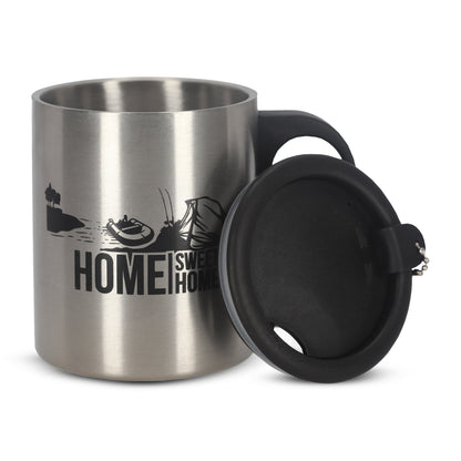 Edelstahl Tasse Home Sweet Home mit praktischem Deckel